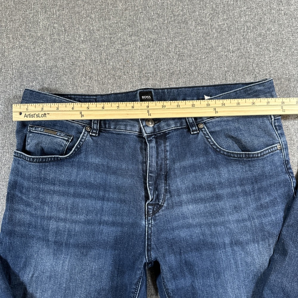 Buffalo David Bitton King Slim Boot Jeans Mens 34x30 Indigo Whiskered Sanded - Picture 3 of 5